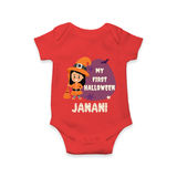 My First Bite-Sized Vampire Romper | Personalized Baby Romper for Halloween - RED - New Born (Chest 14")