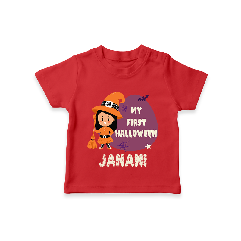 My First Bite-Sized Vampire Tshirt | Personalized Baby Tshirt for Halloween - RED - 0-5 Months Old (Chest 17")