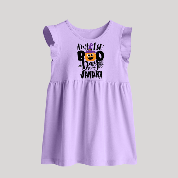 My First Boo Pumpkin Print Baby Baby Frock - LILAC - 0 - 3 Months Old (Chest 17")