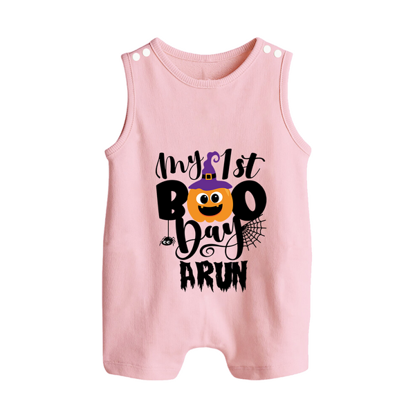 My First Boo Pumpkin Print Baby Button Romper - BABY PINK - New Born (Chest 18")