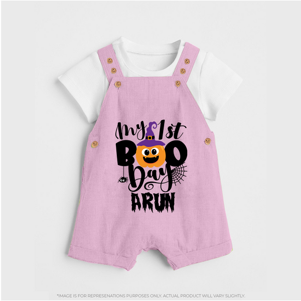 My First Boo Pumpkin Print Baby Dungaree - BABY PINK - 0 - 5 Months Old (Chest 18")