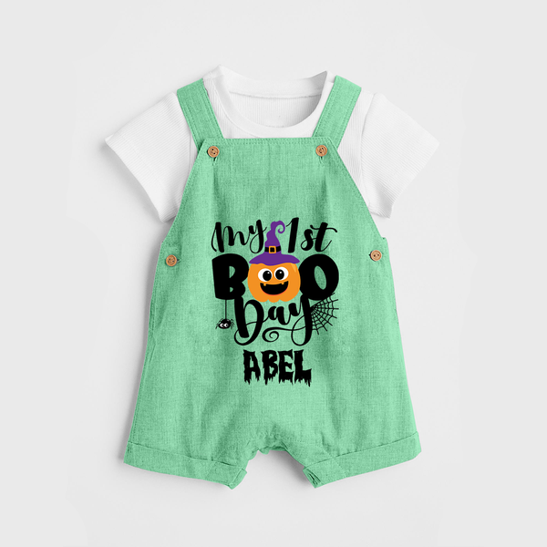 My First Mommy's Little Boo Dungaree Set | Custom Baby Dungaree Set for Festival - GREEN - 0 - 5 Months Old (Chest 18")
