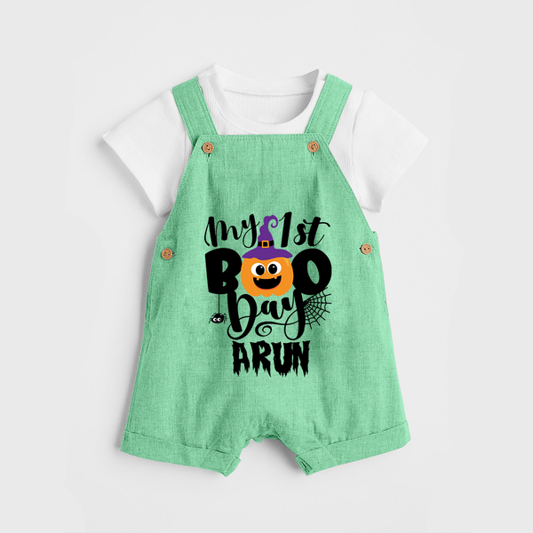 My First Boo Pumpkin Print Baby Dungaree - GREEN - 0 - 5 Months Old (Chest 18")