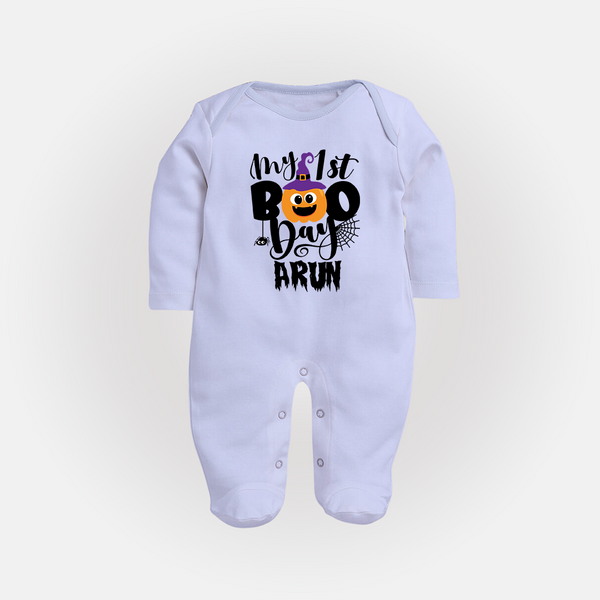 My First Boo Pumpkin Print Baby Full Body Suit - BABY BLUE - New Born (Chest 7.5")