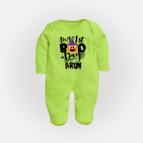 My First Boo Pumpkin Print Baby Full Body Suit - LIME GREEN - New Born (Chest 7.5")
