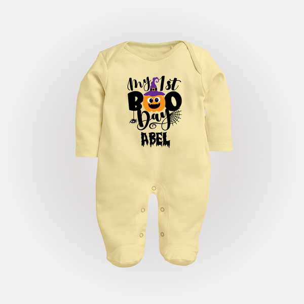 My First Mommy's Little Boo Sleep Suit | Custom Baby Sleep Suit for Festival - PASTEL YELLOW - New Born (Chest 7.5")