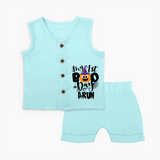 My First Boo Pumpkin Print Baby Jabla Set - BABY BLUE - 0 - 3 Months Old (Chest 9.8")