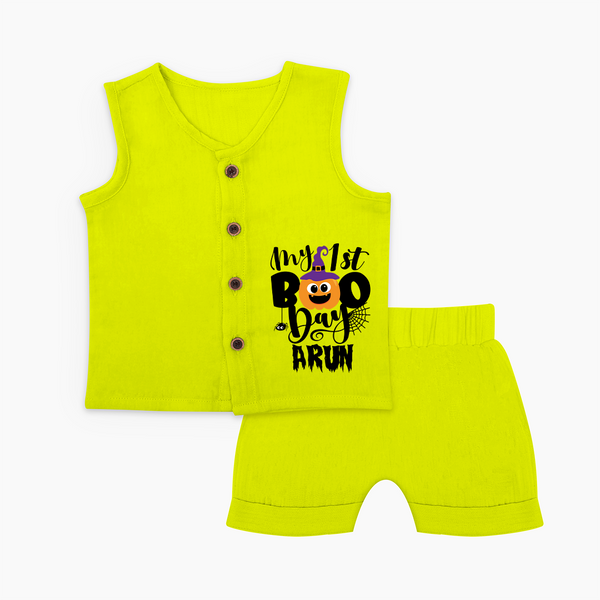 My First Boo Pumpkin Print Baby Jabla Set - LIME GREEN - 0 - 3 Months Old (Chest 9.8")