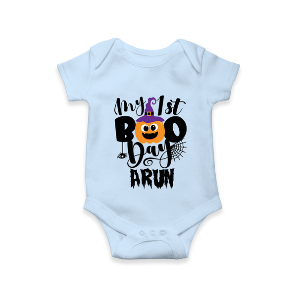 My First Boo Pumpkin Print Baby Romper  - BABY BLUE - New Born (Chest 14")