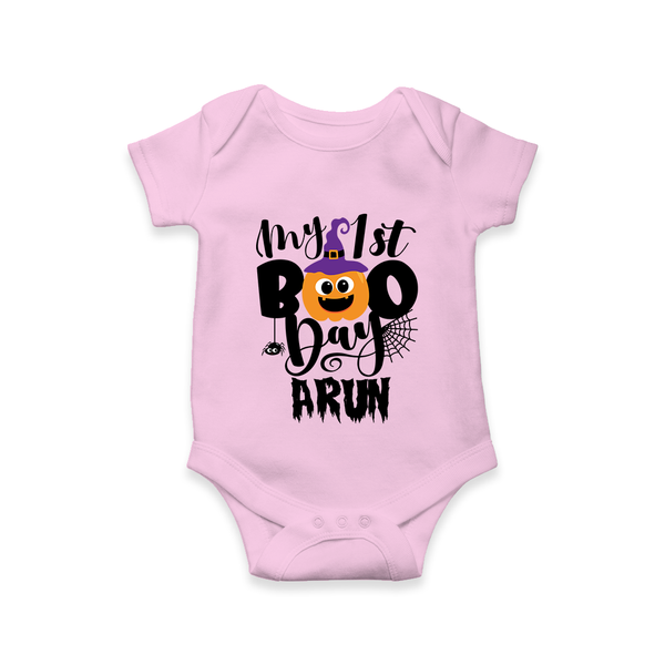 My First Boo Pumpkin Print Baby Romper  - BABY PINK - New Born (Chest 14")