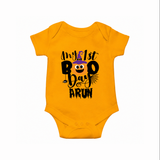 My First Boo Pumpkin Print Baby Romper  - CHROME YELLOW - New Born (Chest 14")