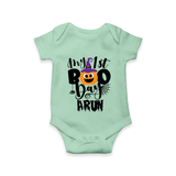My First Boo Pumpkin Print Baby Romper  - MINT GREEN - New Born (Chest 14")