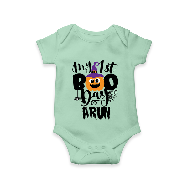 My First Boo Pumpkin Print Baby Romper  - MINT GREEN - New Born (Chest 14")