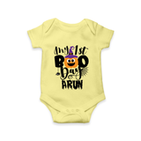 My First Boo Pumpkin Print Baby Romper  - PASTEL YELLOW - New Born (Chest 14")