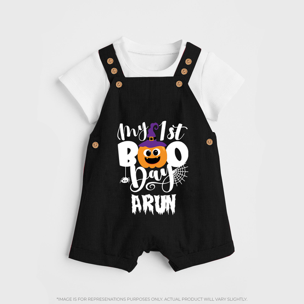 My First Boo Pumpkin Print Baby Dungaree - BLACK - 0 - 5 Months Old (Chest 18")