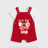 My First Boo Pumpkin Print Baby Dungaree - RED - 0 - 5 Months Old (Chest 18")