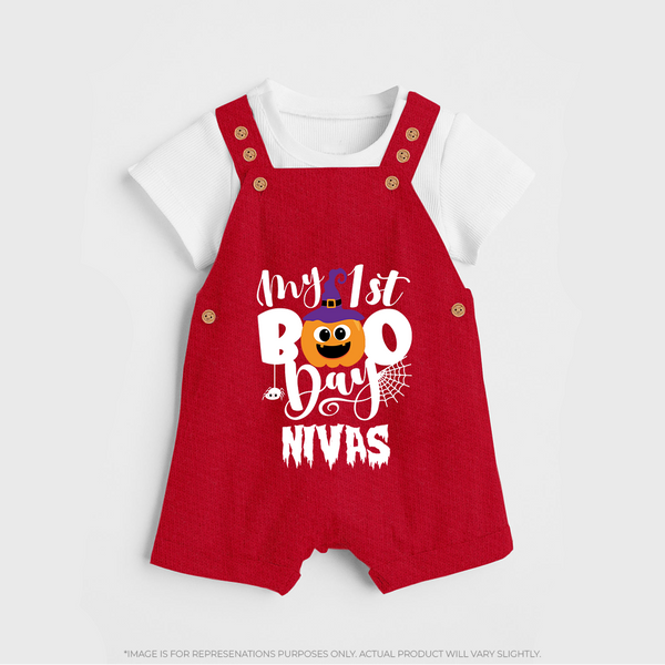 My First Mommy's Little Boo Dungaree Set | Custom Baby Dungaree Set for Festival - RED - 0 - 5 Months Old (Chest 18")