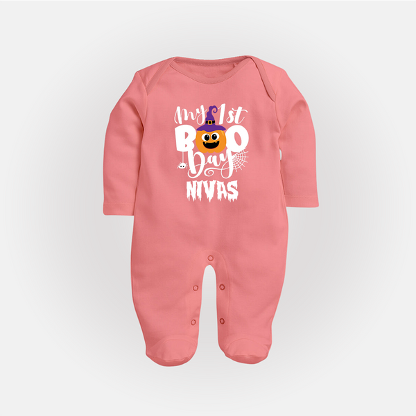 My First Mommy's Little Boo Sleep Suit | Custom Baby Sleep Suit for Festival - PEACH - New Born (Chest 7.5")