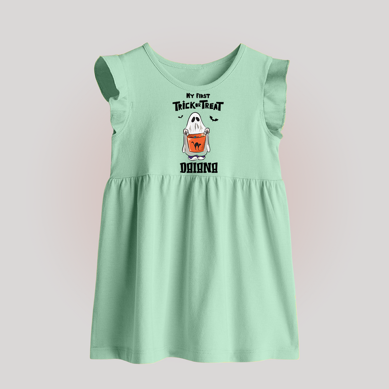 My First Daddy's Little Boo Baby Frock | Personalized Baby Baby Frock for Halloween - MINT GREEN - 0 - 3 Months Old (Chest 17")