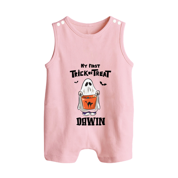 My First Halloween Theme Print Baby Button Romper - BABY PINK - New Born (Chest 18")