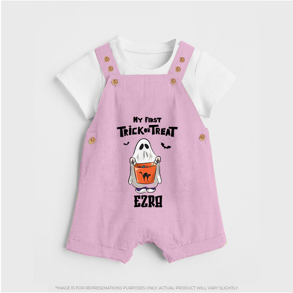 My First Daddy's Little Boo Dungaree Set | Personalized Baby Dungaree Set for Halloween - BABY PINK - 0 - 5 Months Old (Chest 18")
