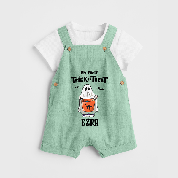 My First Daddy's Little Boo Dungaree Set | Personalized Baby Dungaree Set for Halloween - MINT GREEN - 0 - 5 Months Old (Chest 18")