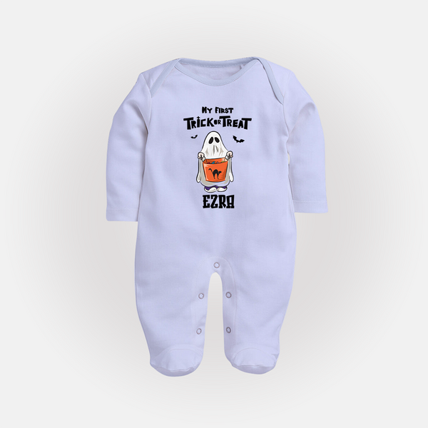 My First Daddy's Little Boo Sleep Suit | Personalized Baby Sleep Suit for Halloween - BABY BLUE - New Born (Chest 7.5")