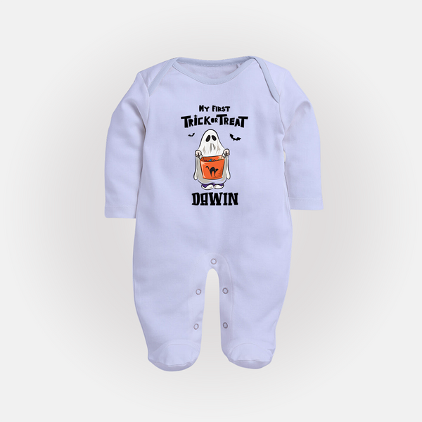 My First Halloween Theme Print Baby Full Body Suit - BABY BLUE - New Born (Chest 7.5")