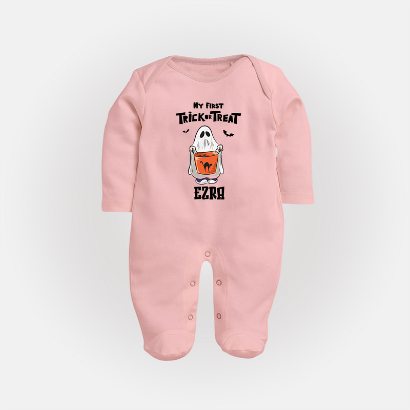 My First Daddy's Little Boo Sleep Suit | Personalized Baby Sleep Suit for Halloween - BABY PINK - New Born (Chest 7.5")
