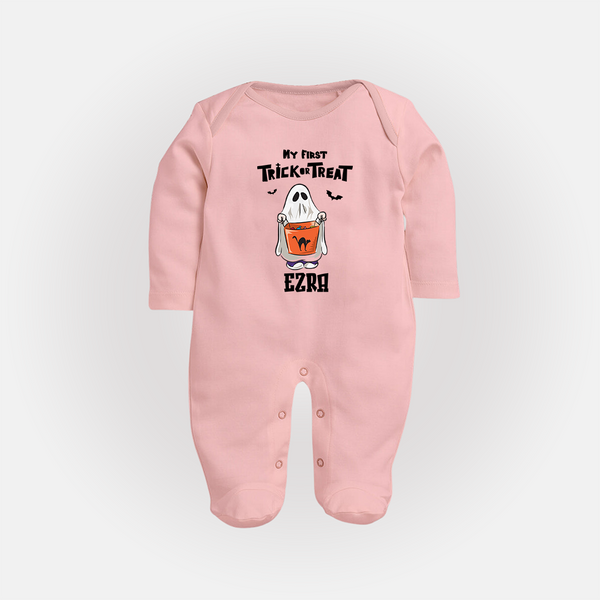 My First Daddy's Little Boo Sleep Suit | Personalized Baby Sleep Suit for Halloween - BABY PINK - New Born (Chest 7.5")