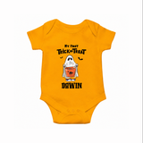 My First Halloween Theme Print Baby Romper  - CHROME YELLOW - New Born (Chest 14")