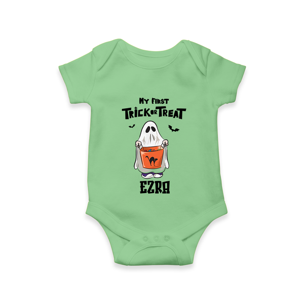 My First Daddy's Little Boo Romper | Personalized Baby Romper for Halloween - GREEN - New Born (Chest 14")