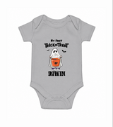 My First Halloween Theme Print Baby Romper  - GREY - New Born (Chest 14")
