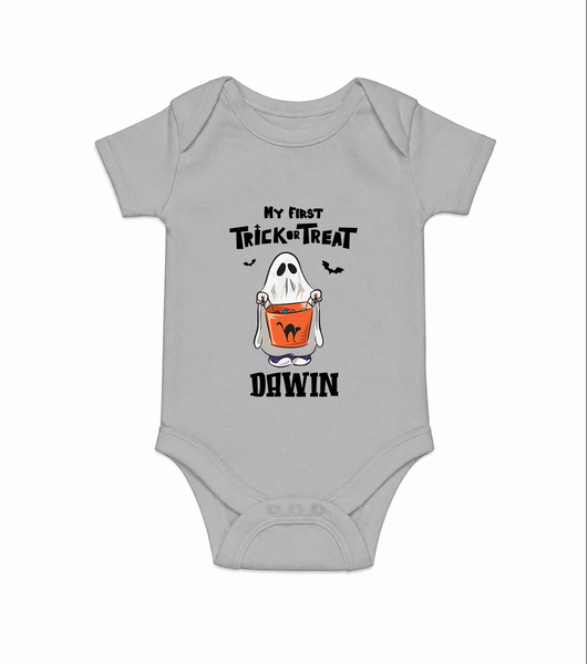 My First Halloween Theme Print Baby Romper  - GREY - New Born (Chest 14")