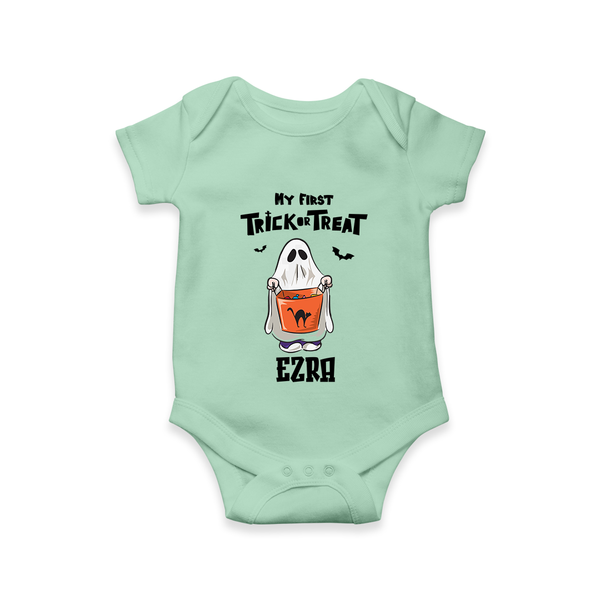My First Daddy's Little Boo Romper | Personalized Baby Romper for Halloween - MINT GREEN - New Born (Chest 14")