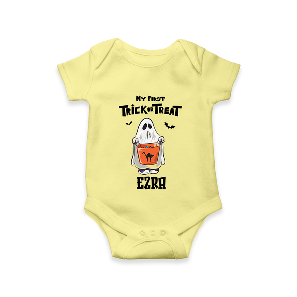 My First Daddy's Little Boo Romper | Personalized Baby Romper for Halloween - PASTEL YELLOW - New Born (Chest 14")