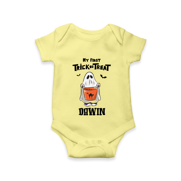 My First Halloween Theme Print Baby Romper  - PASTEL YELLOW - New Born (Chest 14")