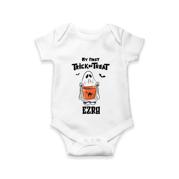 My First Daddy's Little Boo Romper | Personalized Baby Romper for Halloween - WHITE - New Born (Chest 14")