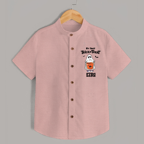 My First Daddy's Little Boo Shirt | Personalized Baby Shirt for Halloween - PEACH - 0 - 6 Months Old (Chest 23")