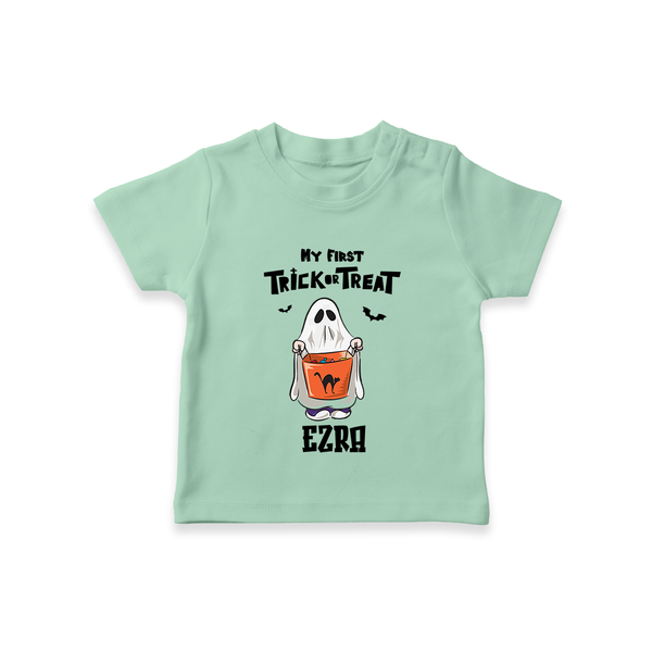 My First Daddy's Little Boo Tshirt | Personalized Baby Tshirt for Halloween - MINT GREEN - 0-5 Months Old (Chest 17")