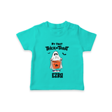 My First Daddy's Little Boo Tshirt | Personalized Baby Tshirt for Halloween - TEAL - 0-5 Months Old (Chest 17")