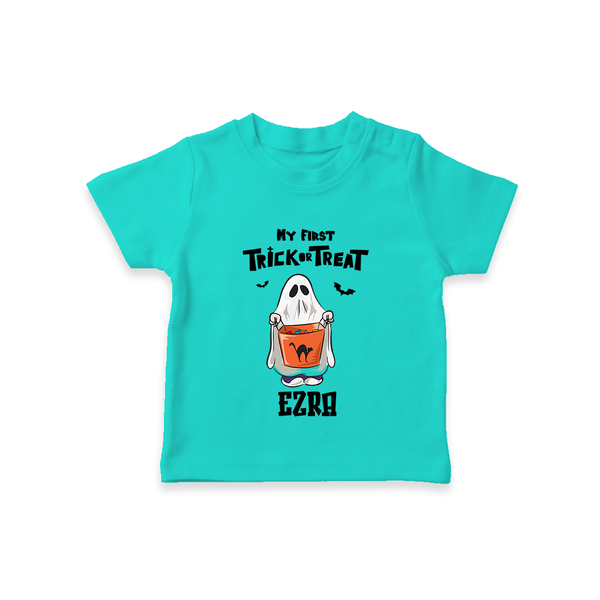 My First Daddy's Little Boo Tshirt | Personalized Baby Tshirt for Halloween - TEAL - 0-5 Months Old (Chest 17")