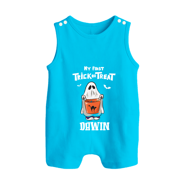 My First Halloween Theme Print Baby Button Romper - SKY BLUE - New Born (Chest 18")