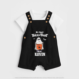 My First Daddy's Little Boo Dungaree Set | Personalized Baby Dungaree Set for Halloween - BLACK - 0 - 5 Months Old (Chest 18")