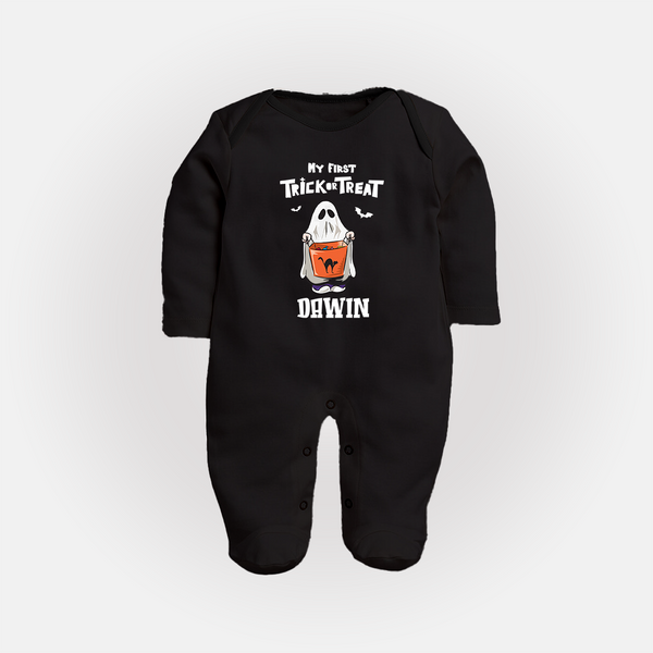My First Halloween Theme Print Baby Full Body Suit - BLACK - New Born (Chest 7.5")