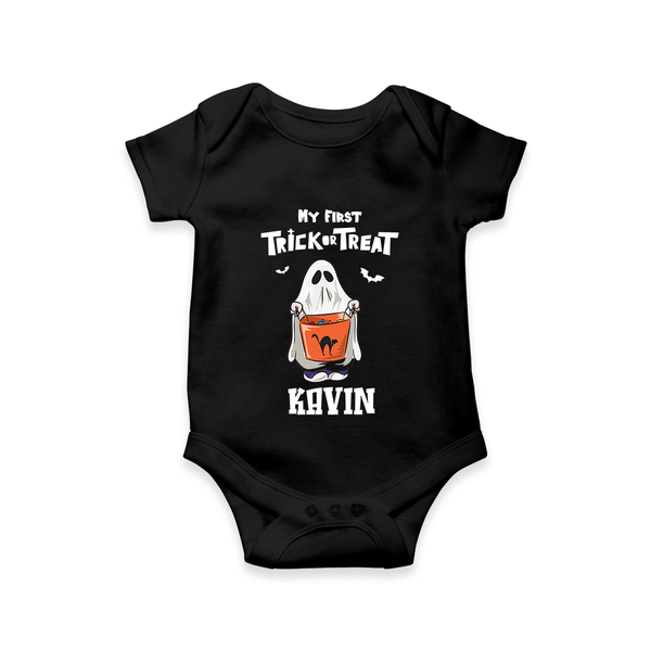 My First Daddy's Little Boo Romper | Personalized Baby Romper for Halloween - BLACK - New Born (Chest 14")