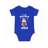 My First Halloween Theme Print Baby Romper  - COBALT BLUE - New Born (Chest 14")