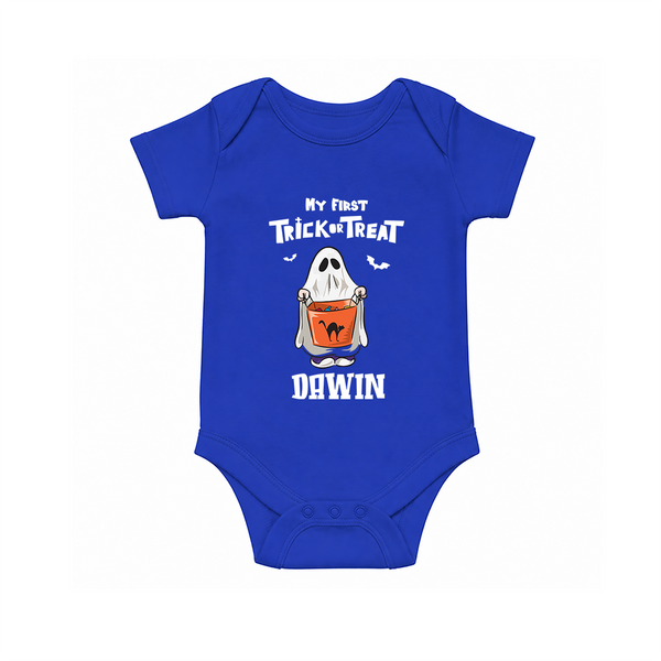 My First Halloween Theme Print Baby Romper  - COBALT BLUE - New Born (Chest 14")