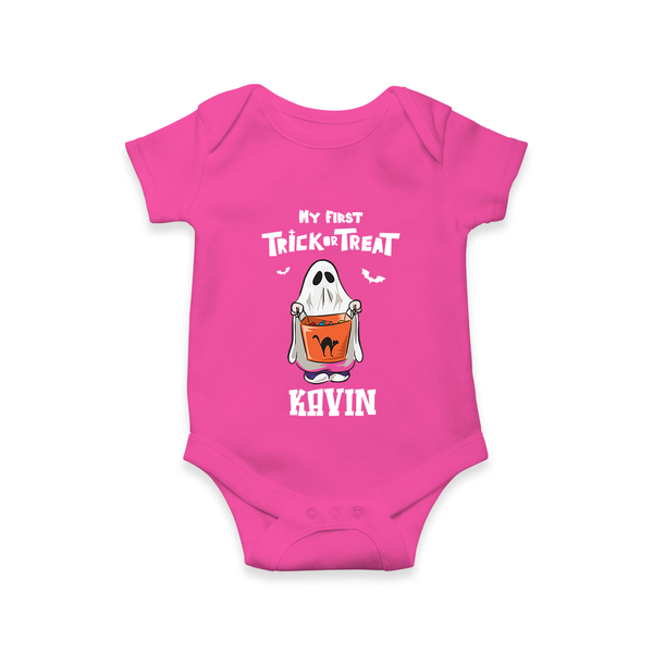 My First Daddy's Little Boo Romper | Personalized Baby Romper for Halloween - HOT PINK - New Born (Chest 14")