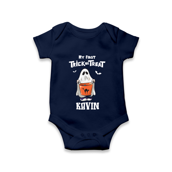 My First Daddy's Little Boo Romper | Personalized Baby Romper for Halloween - NAVY BLUE - New Born (Chest 14")